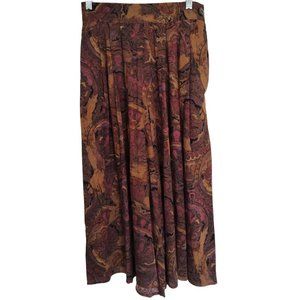 IN Group Ltd Vintage Plum Camel Tan Black Paisley Rayon Side Closure Culotte 8